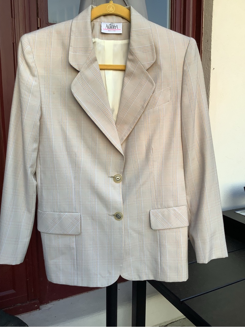 Women's Light Beige Pinstripe Blazer